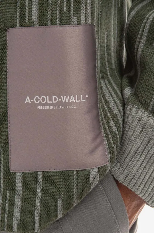 zöld A-COLD-WALL* gyapjú pulóver Two-Tone Jacquard Knit