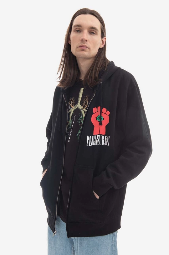 čierna Mikina PLEASURES HST Zip Hoodie Pánsky