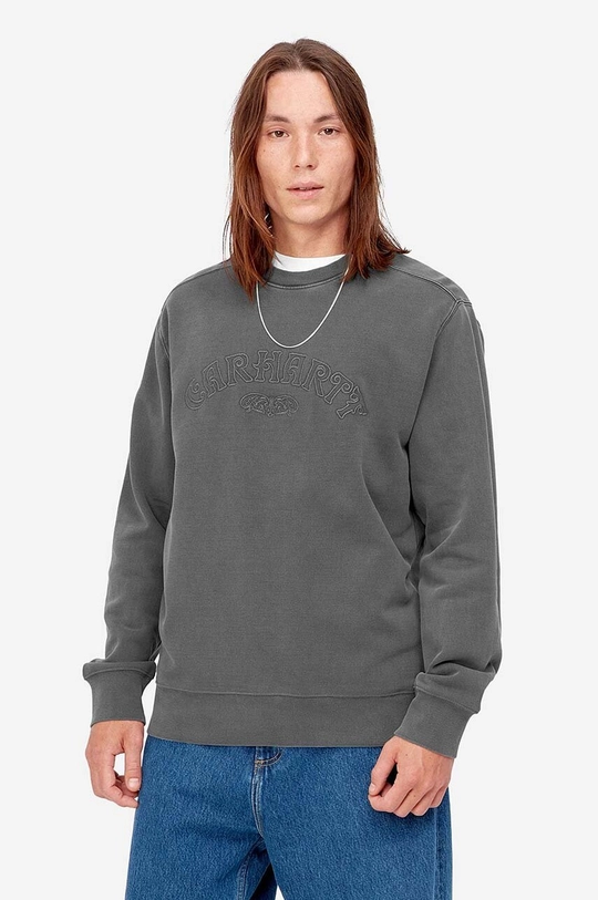 gray Carhartt WIP cotton sweatshirt Carhartt WIP Verse Script Sweat I030640 VULCAN Men’s