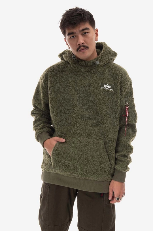 alb Alpha Industries hanorac de bumbac Teddy Hoody De bărbați