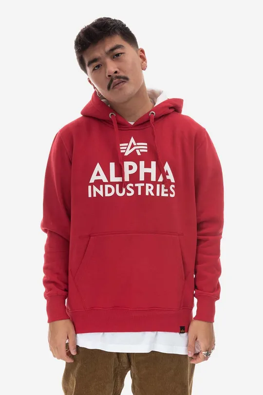 czerwony Alpha Industries bluza Foam Print Hoody Męski