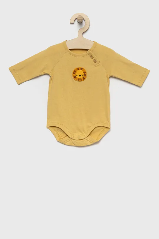 żółty United Colors of Benetton body bawełniane niemowlęce Chłopięcy
