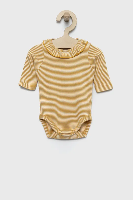 żółty United Colors of Benetton body bawełniane niemowlęce Dziewczęcy