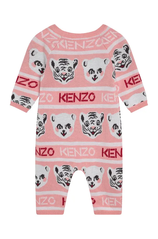 Kenzo Kids Detský bavlnený overal + čiapka ružová