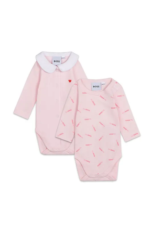 pastelově růžová BOSS bavlněné kojenecké body (2-pack) Dívčí