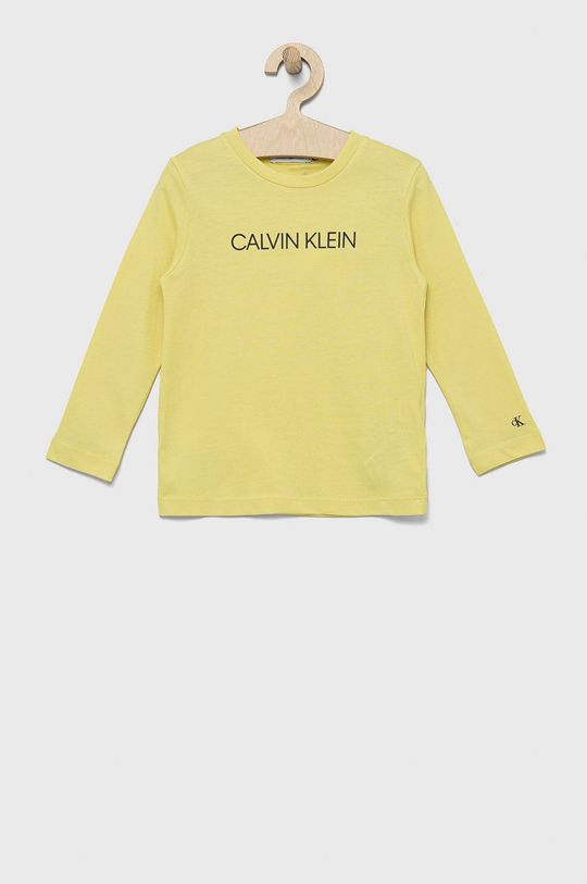 galben Calvin Klein Jeans longsleeve din bumbac pentru copii De băieți
