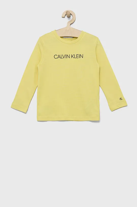 rumena Bombažen otroški longsleeve Calvin Klein Jeans Fantovski