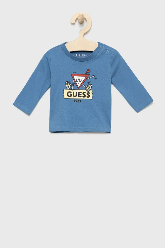 niebieski Guess longsleeve bawełniany dziecięcy Chłopięcy