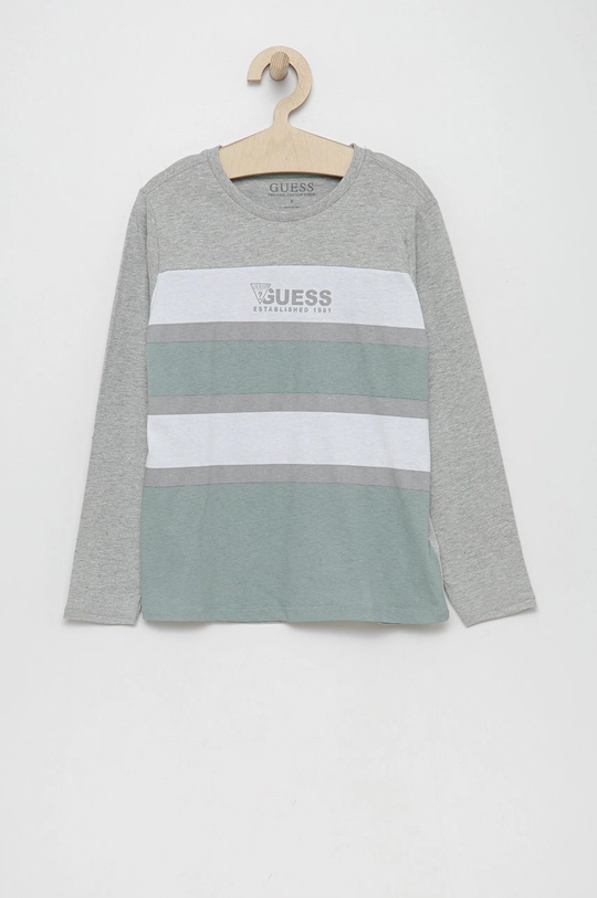 turkusowy Guess longsleeve bawełniany dziecięcy Chłopięcy