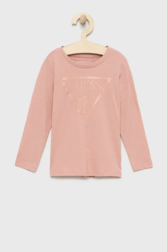 ružová Detská bavlnená košeľa s dlhým rukávom Guess Chlapčenský
