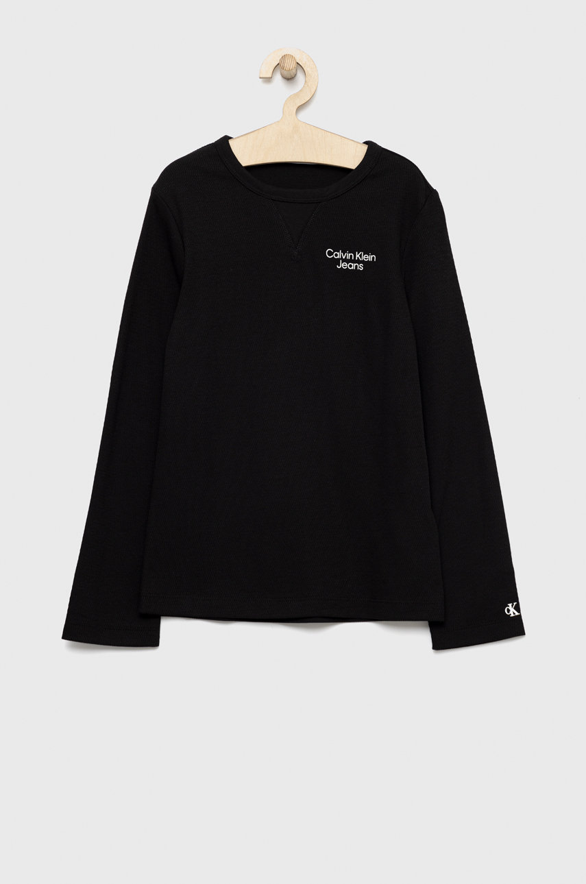 czarny Calvin Klein Jeans longsleeve bawełniany dziecięcy Chłopięcy