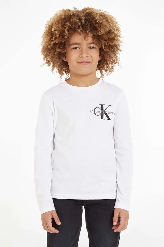 білий Дитячий бавовняний лонгслів Calvin Klein Jeans Для хлопчиків