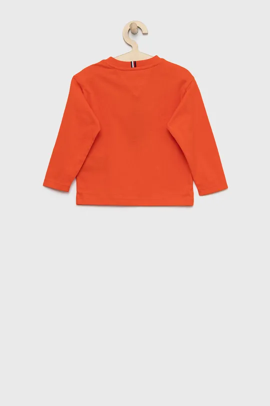 Otroška bombažna majica z dolgimi rokavi Tommy Hilfiger oranžna