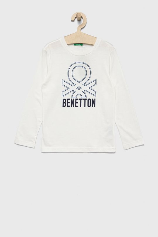 biały United Colors of Benetton longsleeve bawełniany dziecięcy Chłopięcy