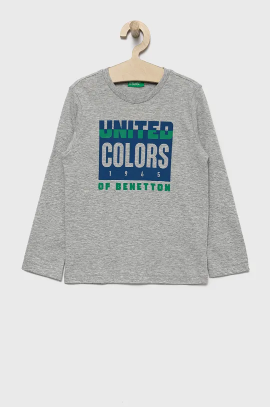 szary United Colors of Benetton longsleeve bawełniany dziecięcy Chłopięcy