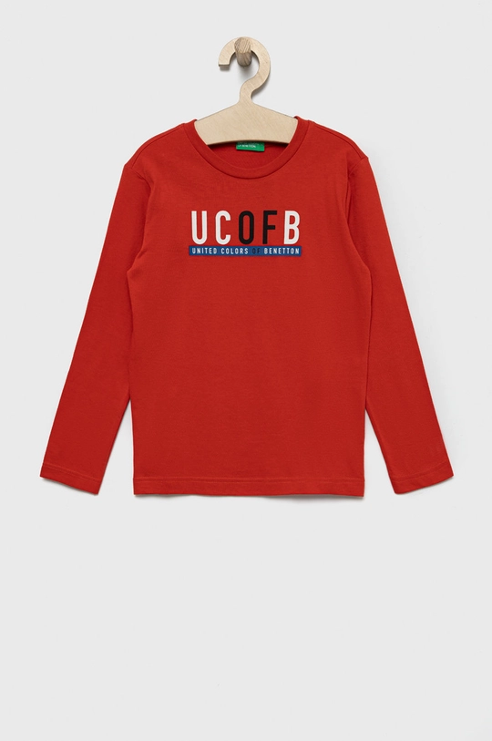 czerwony United Colors of Benetton longsleeve bawełniany dziecięcy Chłopięcy