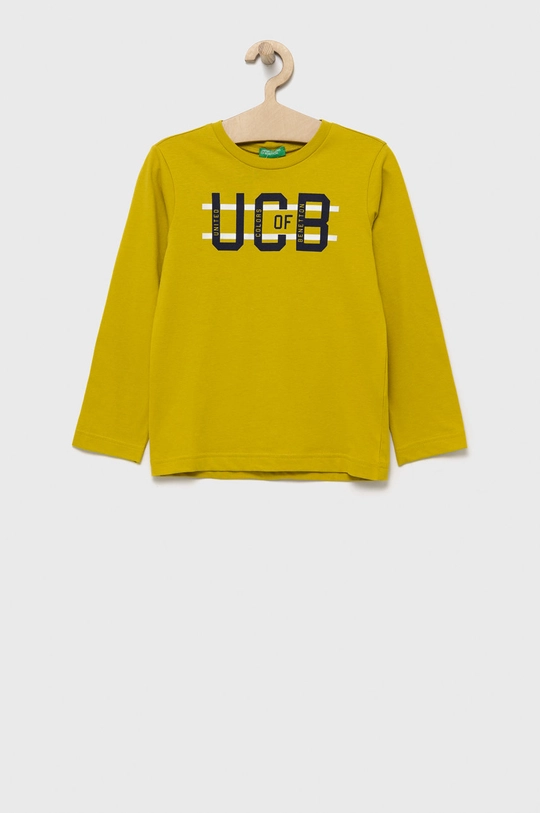 zielony United Colors of Benetton longsleeve bawełniany dziecięcy Chłopięcy