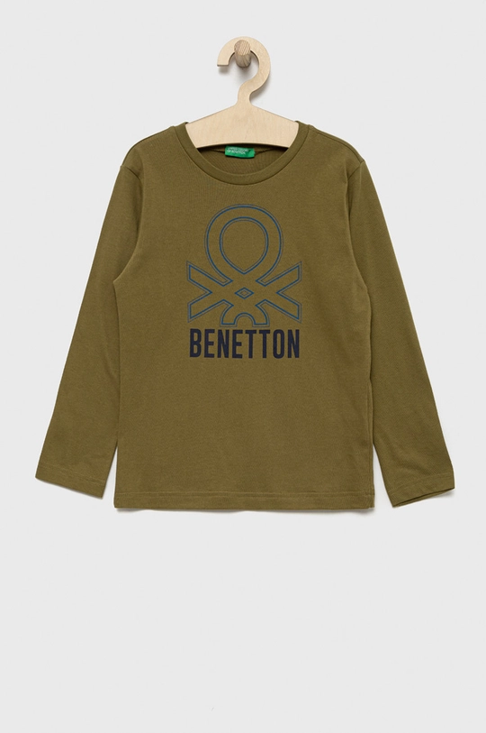 zielony United Colors of Benetton longsleeve bawełniany dziecięcy Chłopięcy