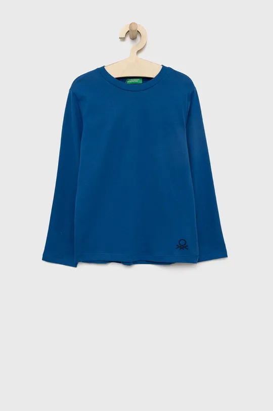 modra Otroška bombažna majica z dolgimi rokavi United Colors of Benetton Fantovski