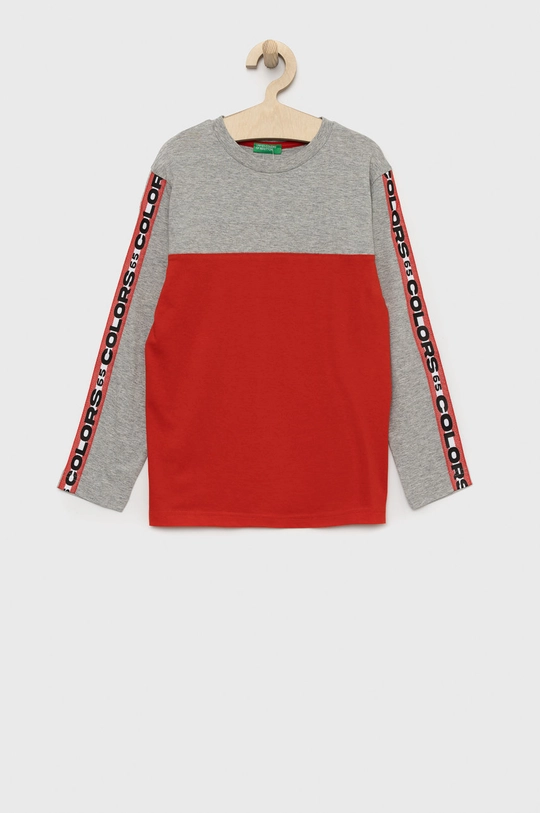 szary United Colors of Benetton longsleeve bawełniany dziecięcy Chłopięcy