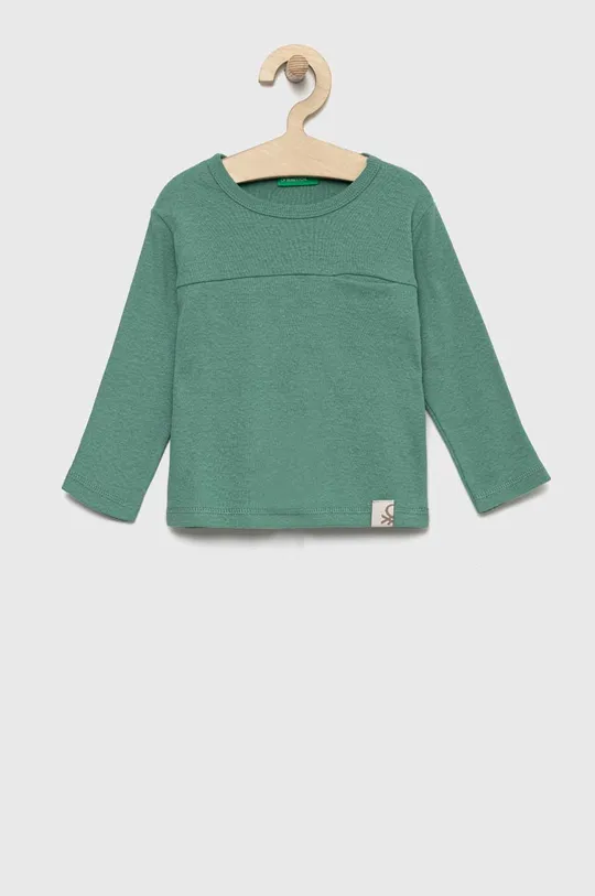 zelená Detská bavlnená košeľa s dlhým rukávom United Colors of Benetton Chlapčenský