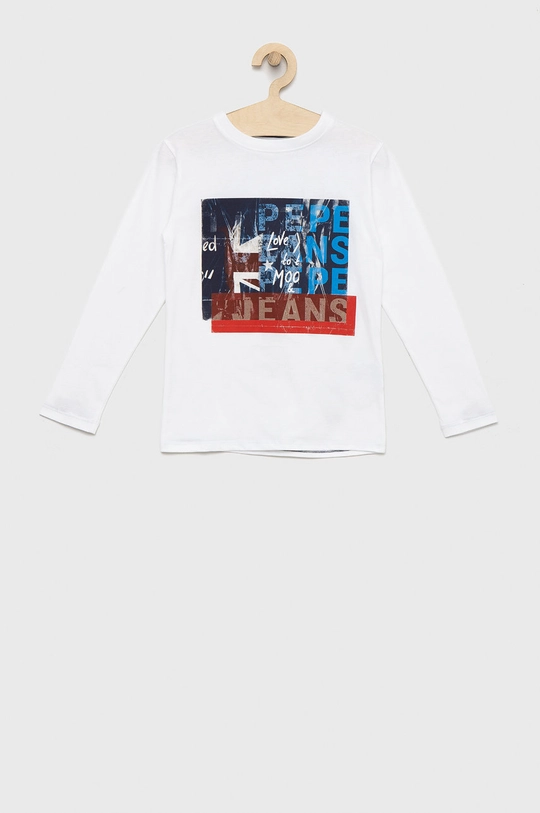 biały Pepe Jeans longsleeve bawełniany dziecięcy Claus Chłopięcy