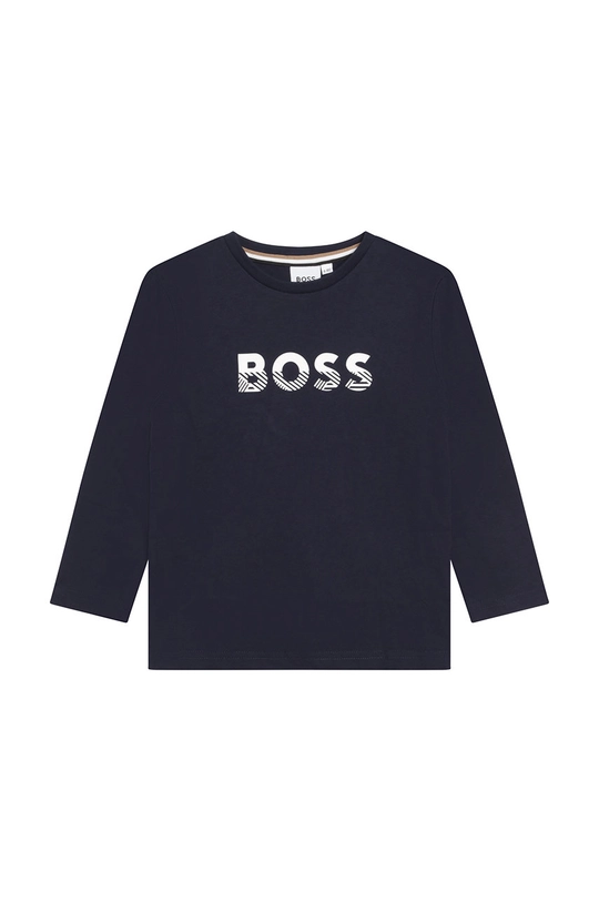 granatowy BOSS longsleeve bawełniany dziecięcy Chłopięcy