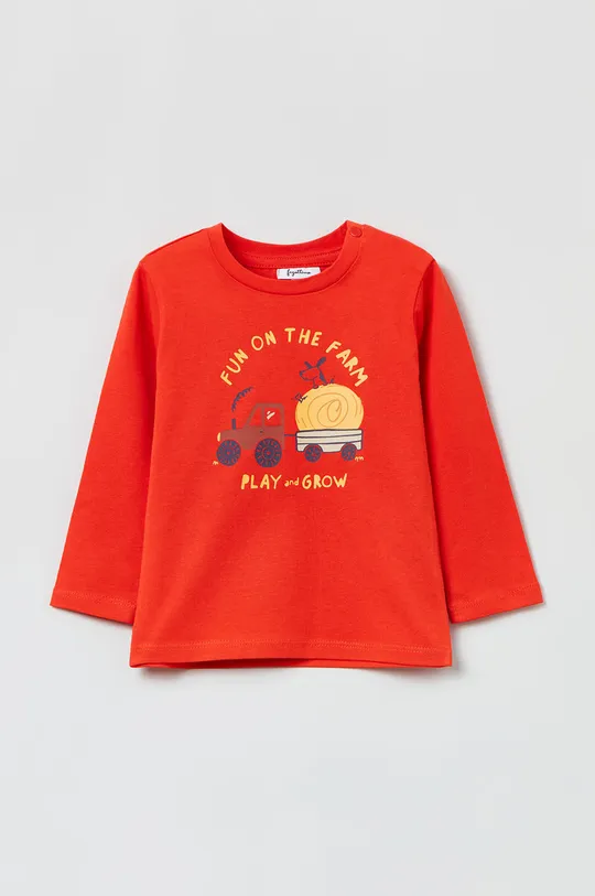 oranžová Detská bavlnená košeľa s dlhým rukávom OVS Chlapčenský