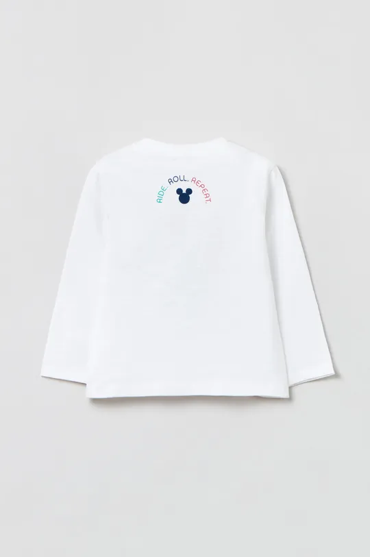 Detské bavlnené tričko s dlhým rukávom OVS biela