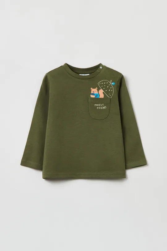 zelená Detské bavlnené tričko s dlhým rukávom OVS Chlapčenský