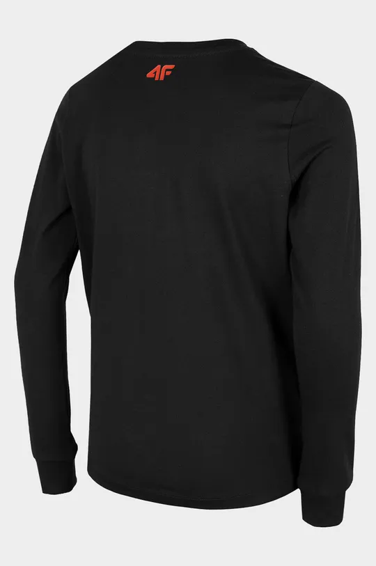 čierna Detská bavlnená košeľa s dlhým rukávom 4F