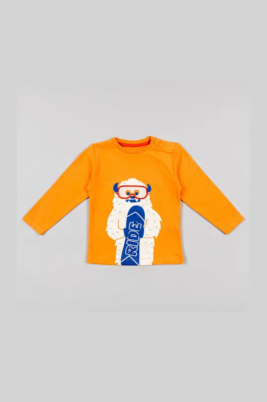 oranžová Detská bavlnená košeľa s dlhým rukávom zippy Chlapčenský