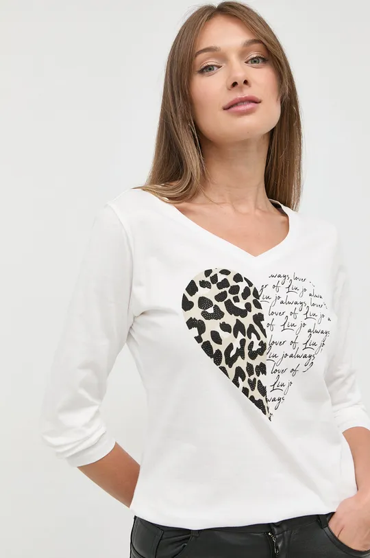 λευκό Βαμβακερή μπλούζα με μακριά μανίκια Liu Jo Γυναικεία