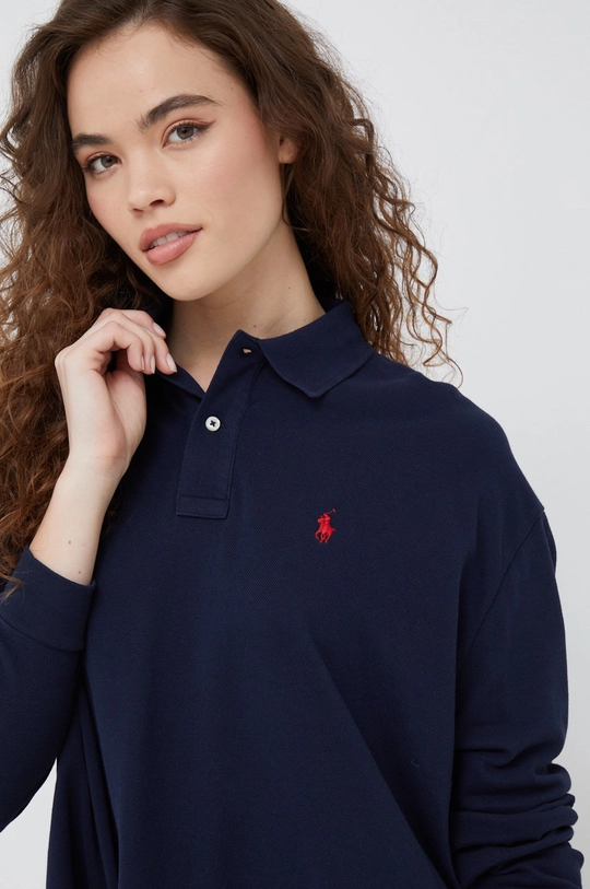 tmavomodrá Bavlnené tričko s dlhým rukávom Polo Ralph Lauren