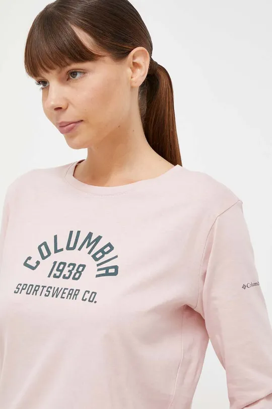 roza Bombažna majica z dolgimi rokavi Columbia