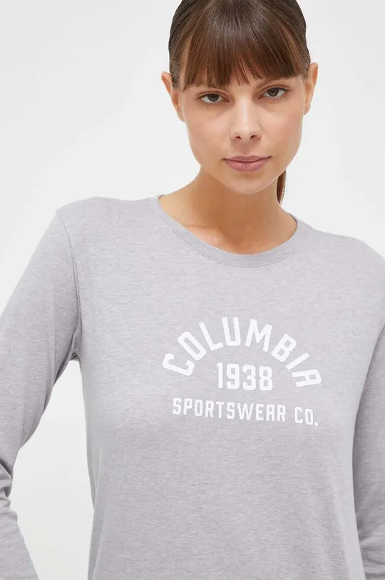 sivá Bavlnené tričko s dlhým rukávom Columbia