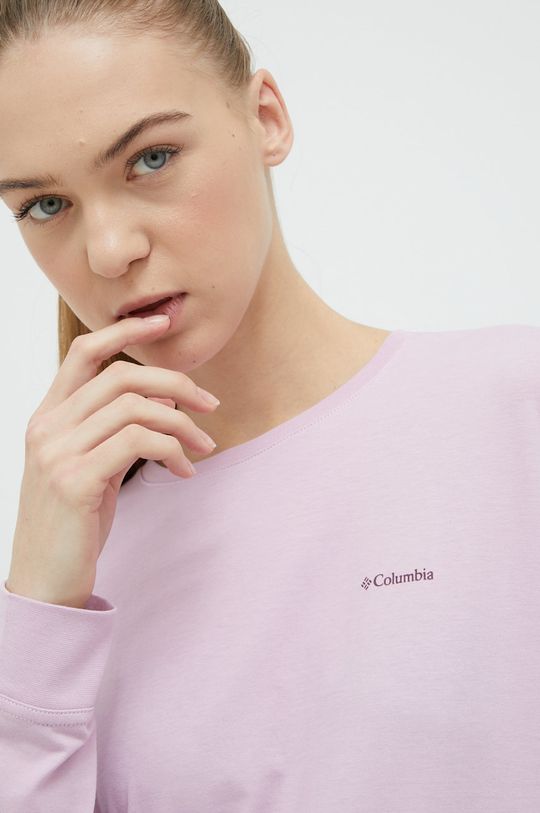 růžová Bavlněné tričko s dlouhým rukávem Columbia