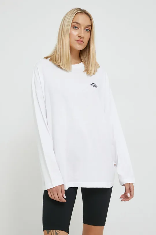 λευκό Βαμβακερή μπλούζα με μακριά μανίκια Dickies Γυναικεία