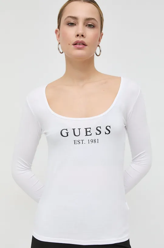 bijela Majica dugih rukava Guess Ženski