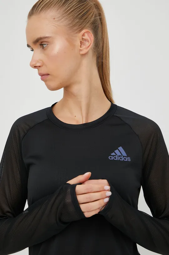 μαύρο Μακρυμάνικο μπλουζάκι για τρέξιμο adidas Performance Parley Adizero Γυναικεία