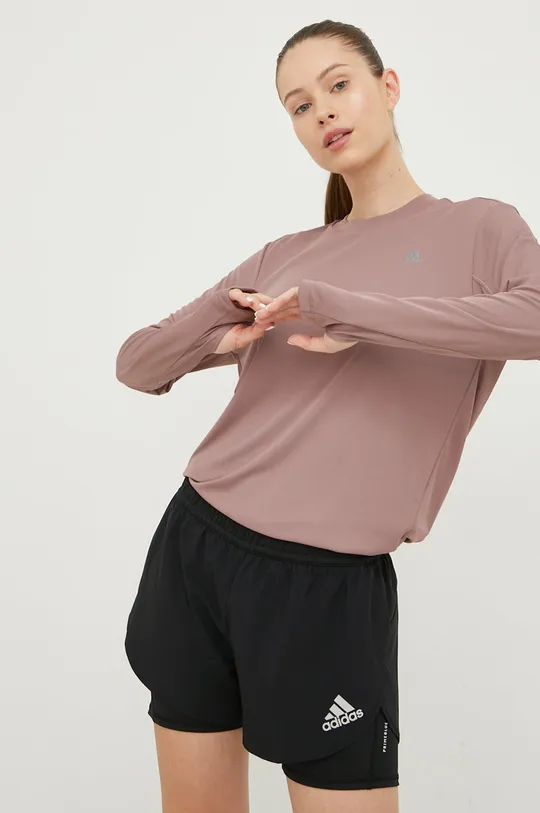 μωβ Μακρυμάνικο μπλουζάκι για τρέξιμο adidas Performance Brand Love Γυναικεία