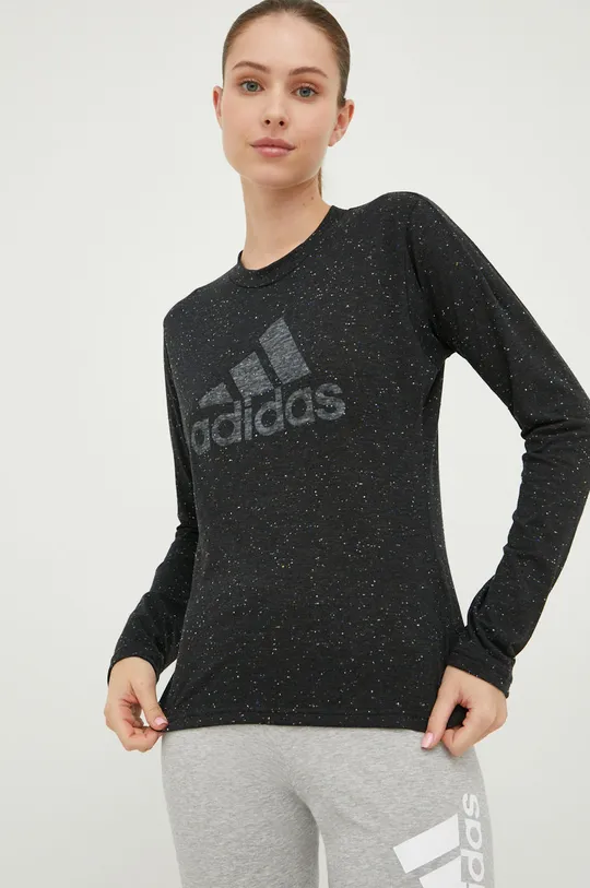 črna Majica z dolgimi rokavi adidas Performance Ženski