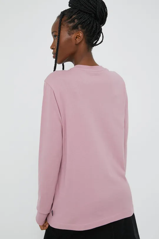 Βαμβακερή μπλούζα με μακριά μανίκια Vans ροζ