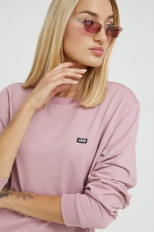 ροζ Βαμβακερή μπλούζα με μακριά μανίκια Vans Γυναικεία