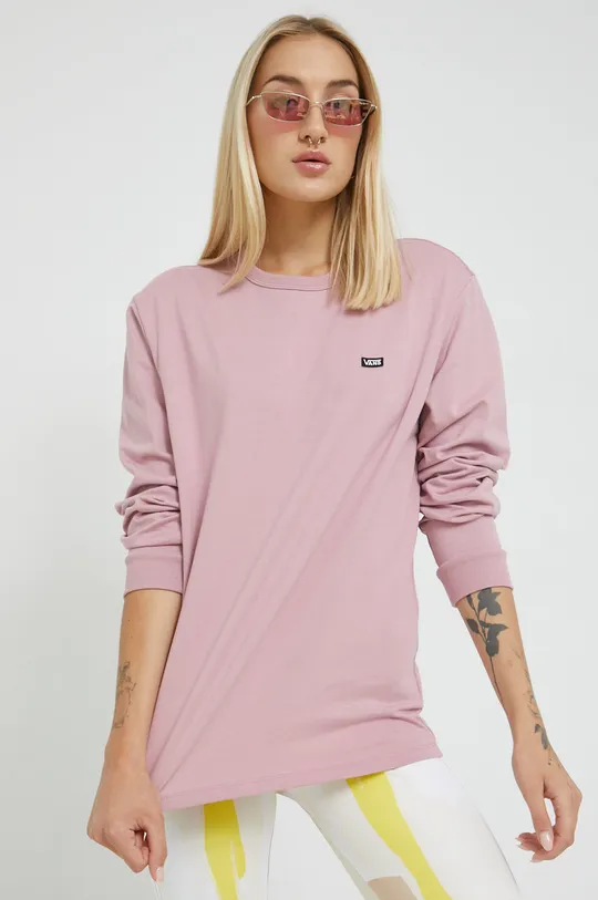 ροζ Βαμβακερή μπλούζα με μακριά μανίκια Vans