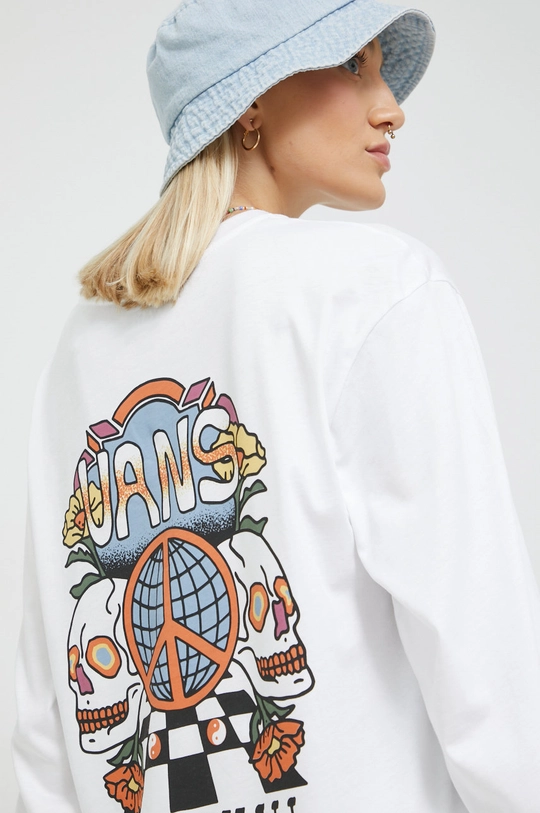 biały Vans longsleeve bawełniany Damski