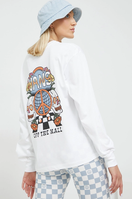 biały Vans longsleeve bawełniany