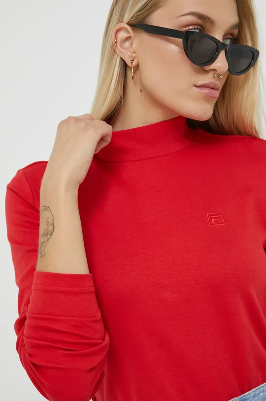 κόκκινο Βαμβακερή μπλούζα με μακριά μανίκια Fila Γυναικεία