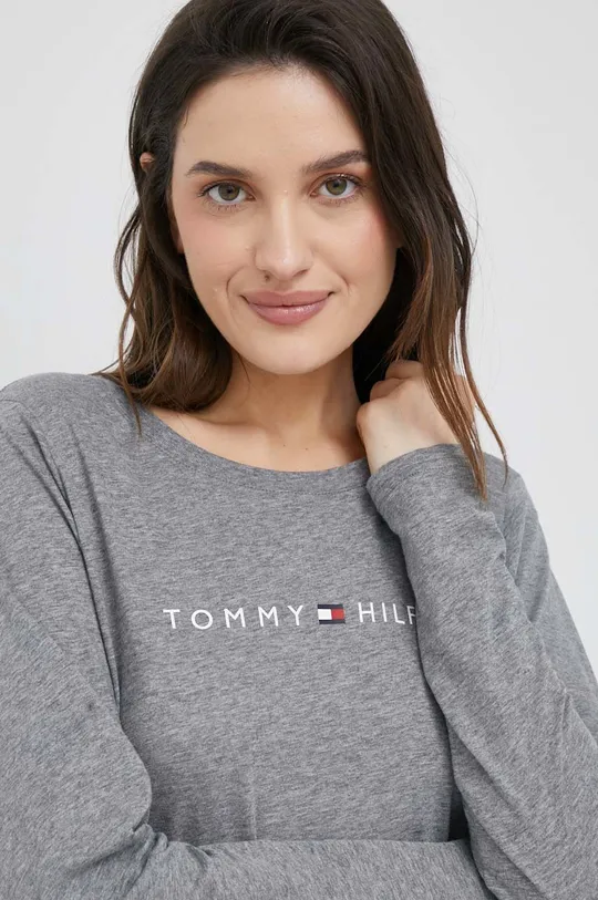 γκρί Βαμβακερή μπλούζα με μακριά μανίκια Tommy Hilfiger