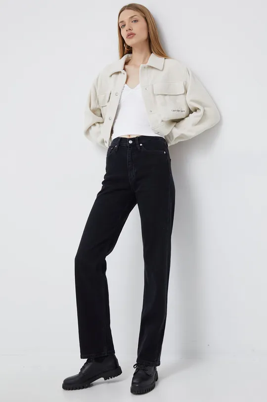 Tričko s dlhým rukávom Calvin Klein Jeans biela